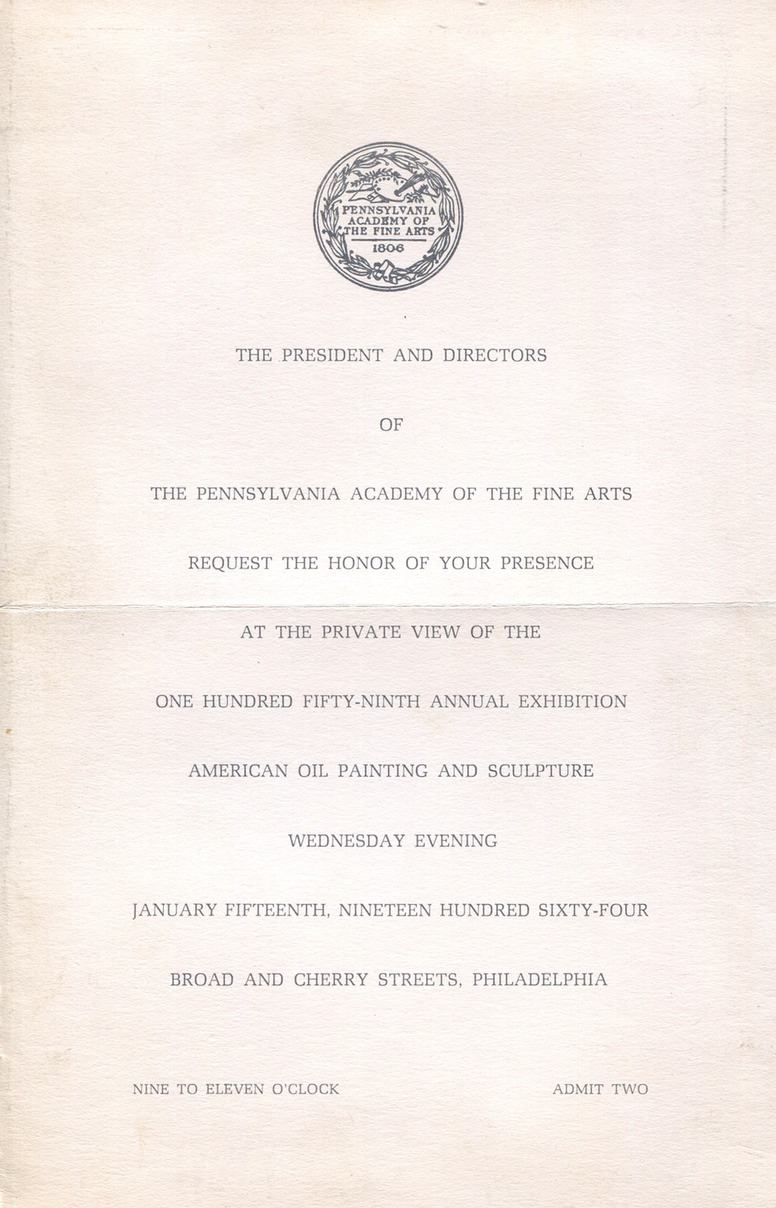 1964 Penn Academy of the Fine Arts invite