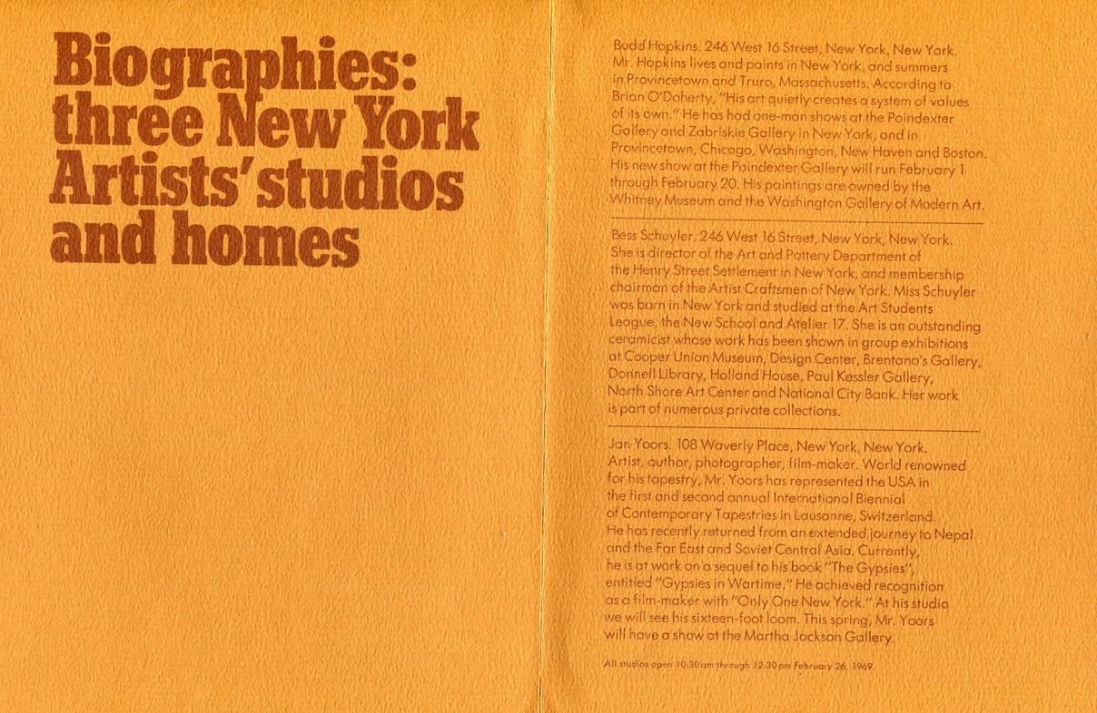 1969 A Membership Happening NYC Studio Visits